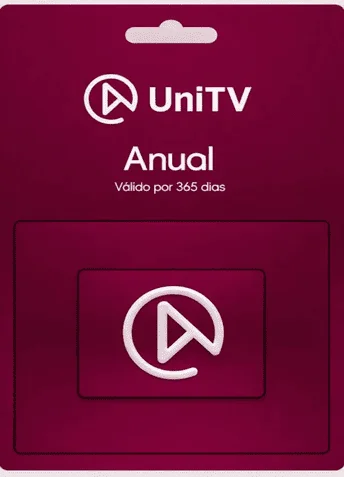 Cartão visual da recarga UniTV anual, válido por 365 dias