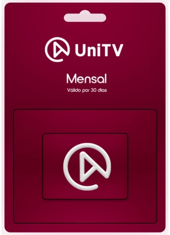 Cartão visual da recarga UniTV mensal, válido por 30 dias